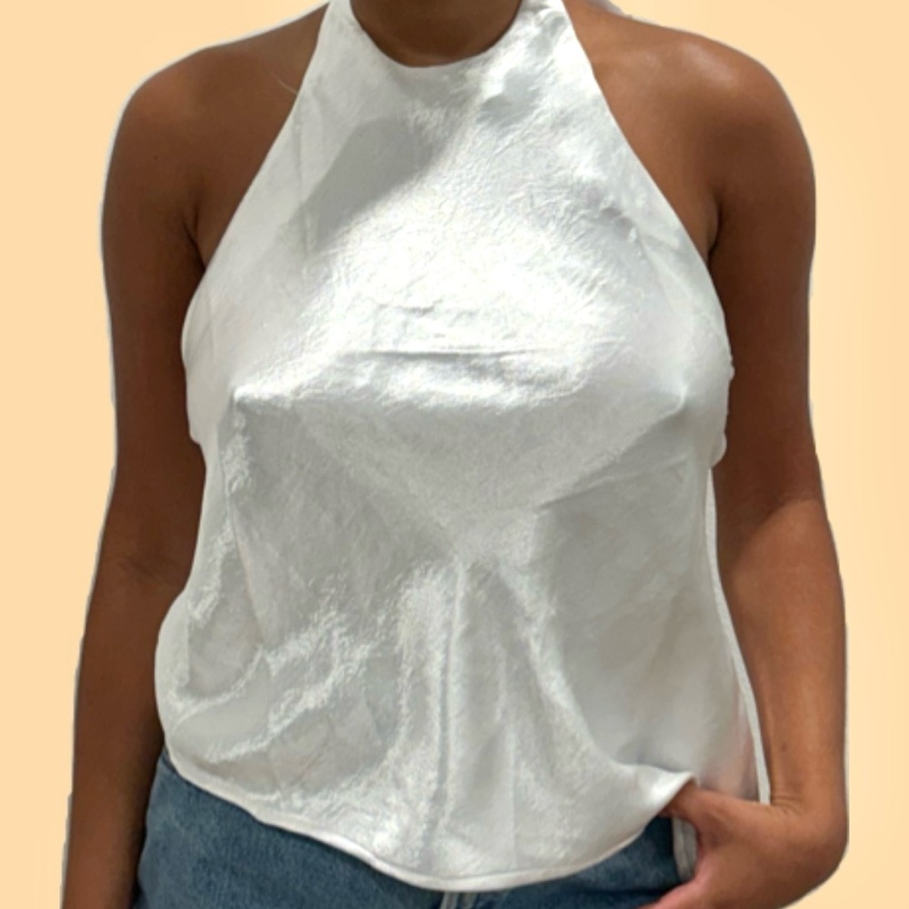 Urban Outfitters White Asymmetrical Backless Tank Top